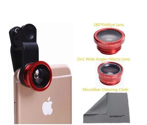 2016 New Mobile Phone Camera Extra Lens Fisheye Lens 3 in 1 Zoom Lens Good quality for iPhone Samsung HTC