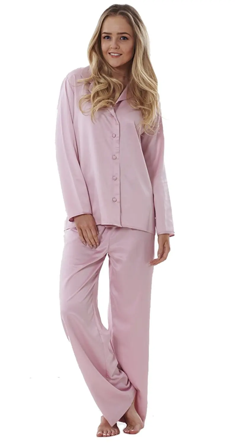 Buy Ex Marks & Spencer Womens Revere Collar Comfy PJ Pyjama Set Satin ...