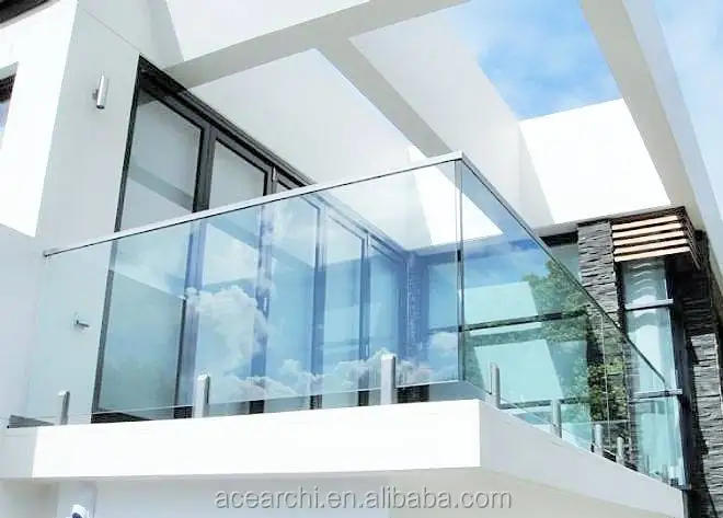 Modern Design Inox Balcony Glass Railing With Stainless Steel