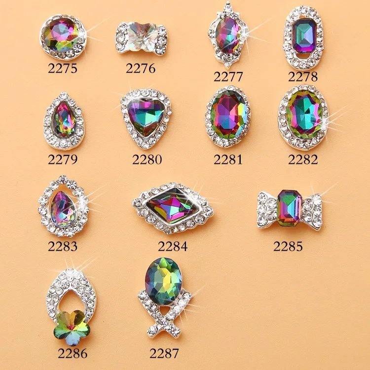 Nail Jewelry Charm Ss Aaa Grade Crystal Gel Bijou Gem Stone White Gold Supply Ring Accessory