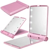 Makeup Tool Nice Gift Fashion Women Makeup Mirror 8 LED Lights Lamps Cosmetic Folding Portable Compact Pocket Hand Mirror