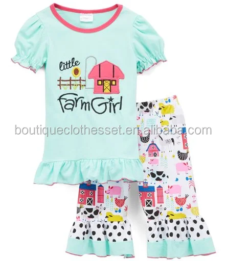 Farm Girl Wholesale Boutique Fancy Little Baby Outfits Ruffle