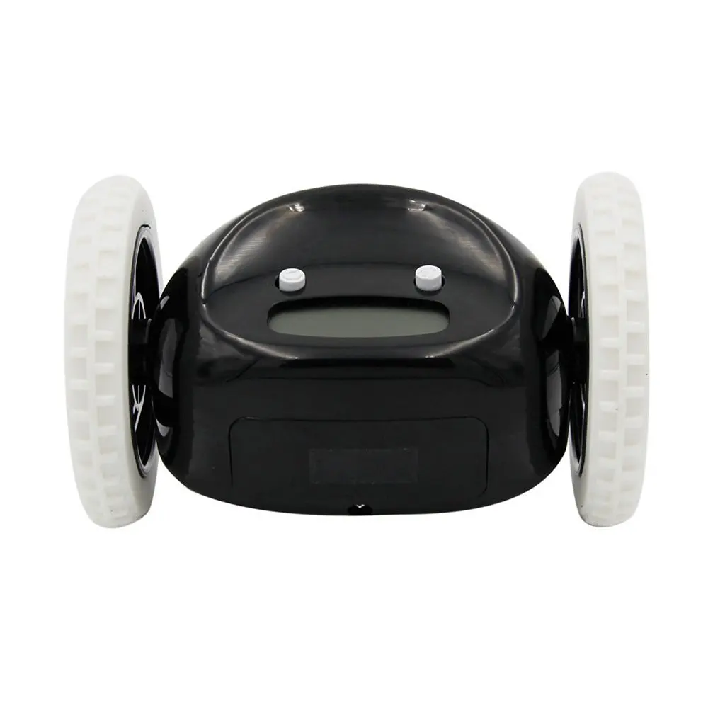 Aibrou Cute Runaway Alarm Clock Funny Hide and Seek Alarm Clock on Wheels Alarm Clock for Heavy Sleepers (Black)
