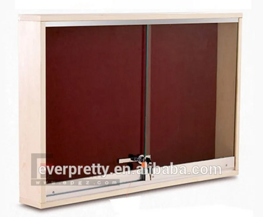 Everpretty Furniture Wall Mount Lockable Soft Notice Board With Glass