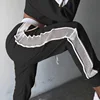 Patchwork Mesh Women Sweatpants Black White Baggy Casual Pants Hollow Out Sexy Trousers Streetwear Holes Side Pants