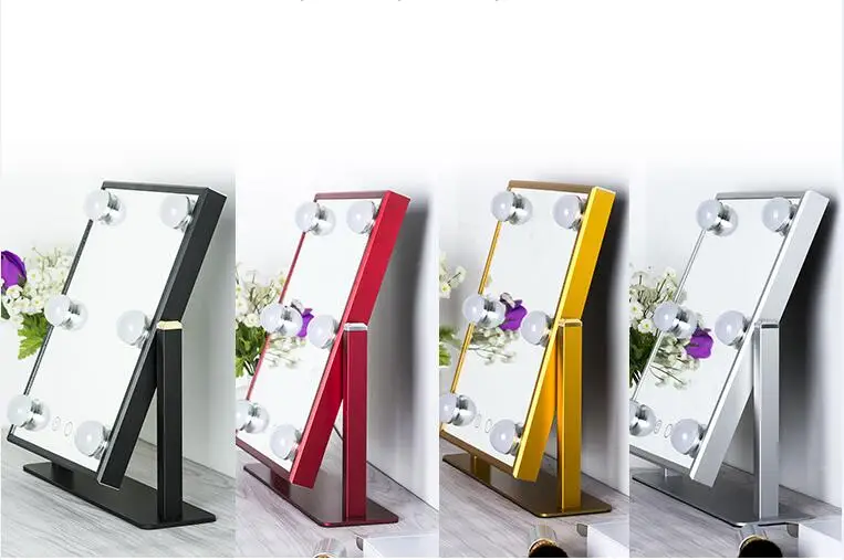 6 Led bulbs makeup mirror Smart touch screen vanity aluminum mirror Hollywood-style makeup mirrors