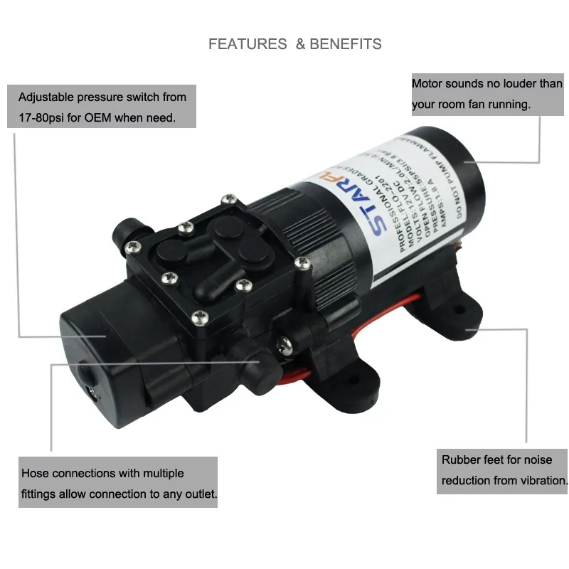 2lpm 55psi Starflo Flo2201 Hand Water Pump Rv Kitchen / 12v Mini