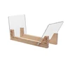 Solid Wood Book Shelf Organizer with Crystal Clear Acrylic Holder