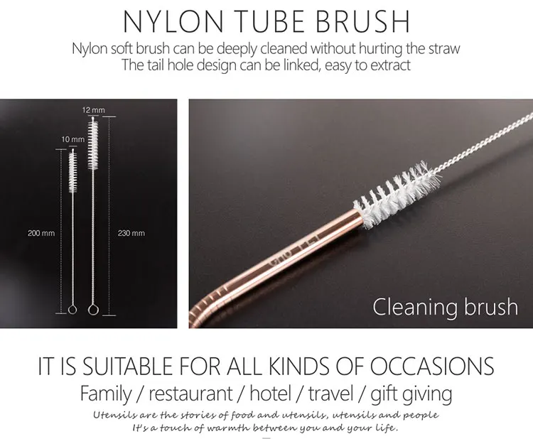 230mm Stainless Steel Straw Brush For Bamboo Straw Cleaners/silicone