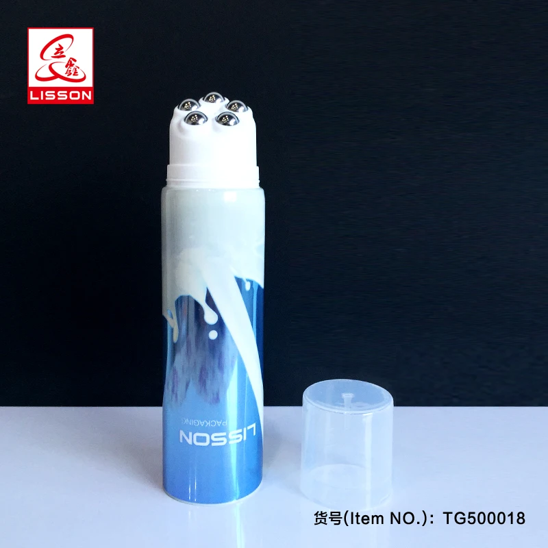 cosmetic plastic tube with roller ball applicator