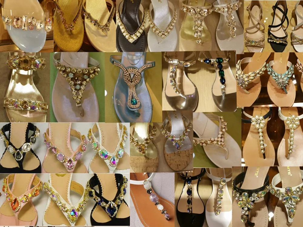 Fashion Colorful Rhinestone Zinc Alloy Lady Shoe Accessories Chain