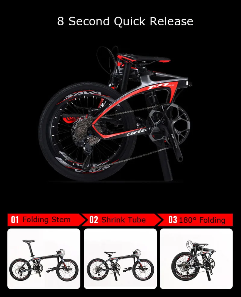 Sava Carbon Fiber Ebike 20 Inch 9 Speed Disc Brake 250w Mid Drive