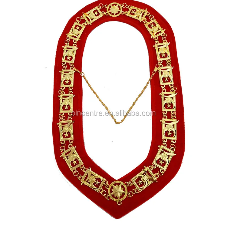 Shriners Masonic Collar Deluxe RED Color Backing // Rhinestone 