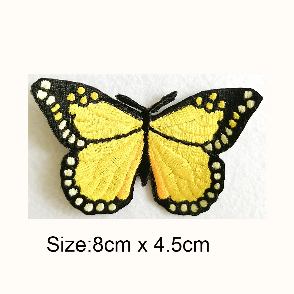 12 DOZEN SMALL YELLOW BUTTERFLY EMBROIDERY APPLIQUE PATCH EMBLEM LOT 