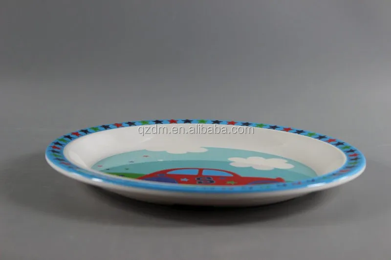 Cartoon Car Print Melamine Dinner Plate For Boy