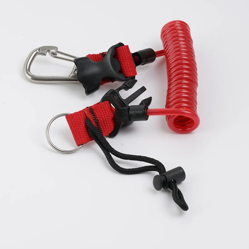 Customized Retractable Safety Spring Rope Coiled Tool Lanyard For Scuba