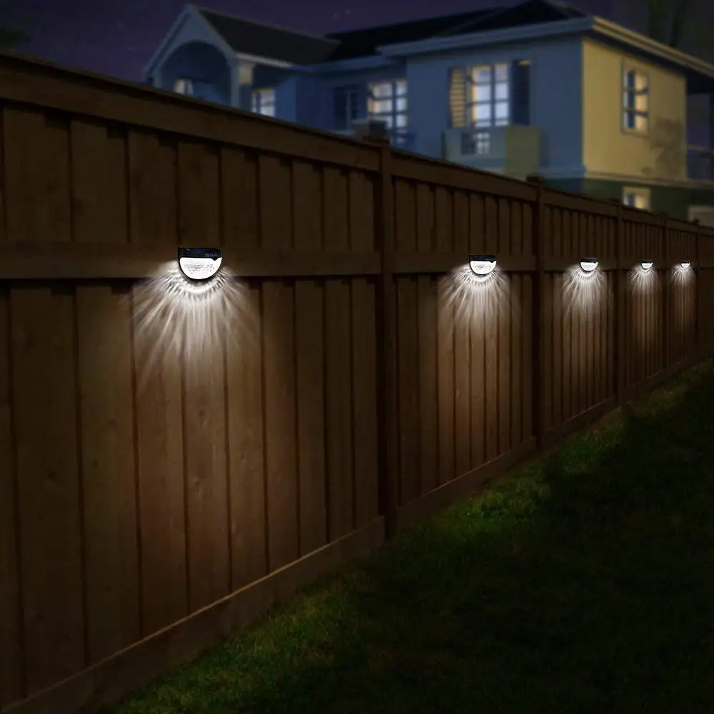 Amazon Hot 6 Led Round Plastic Solar Fence  Post Lights 
