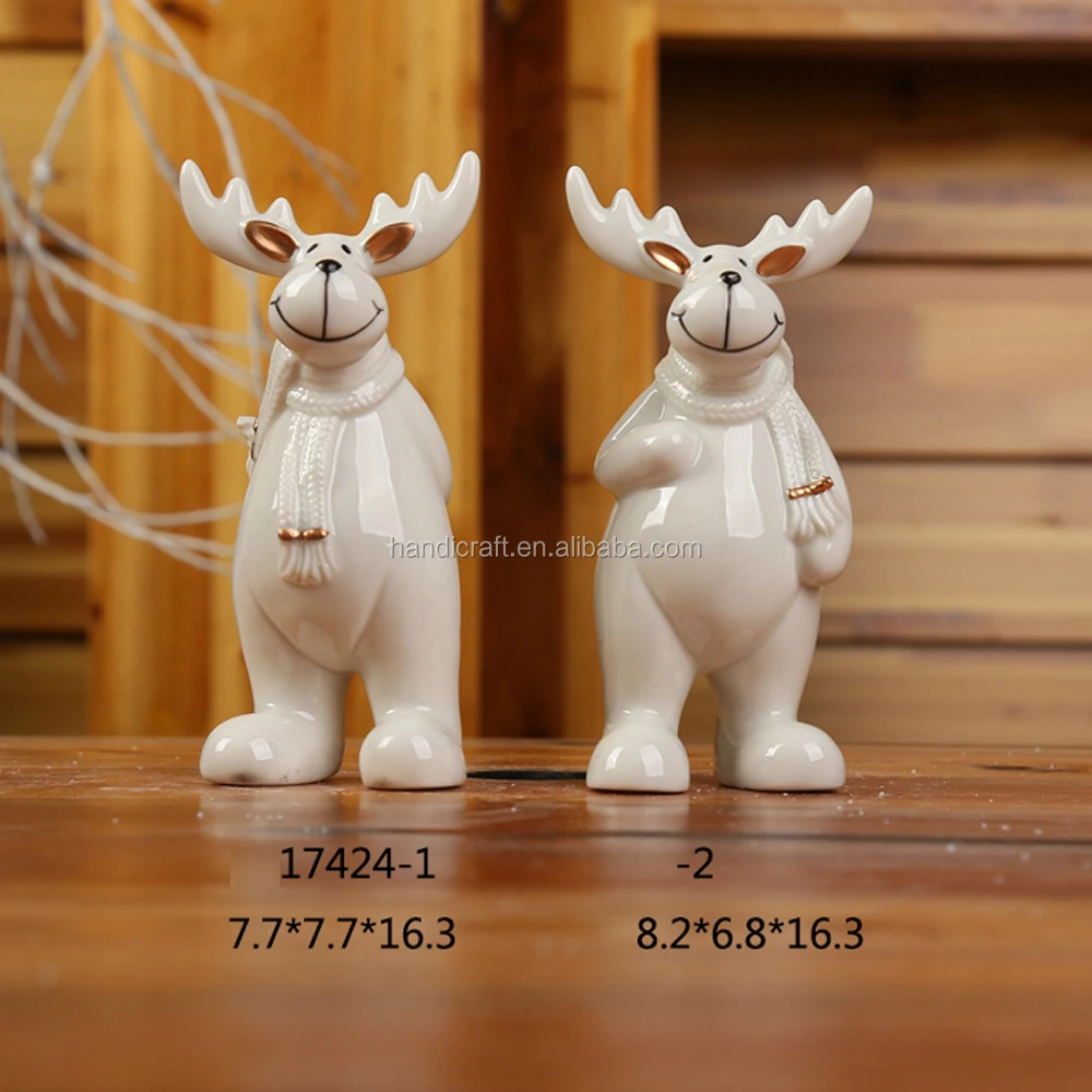 white ceramic reindeer figurine