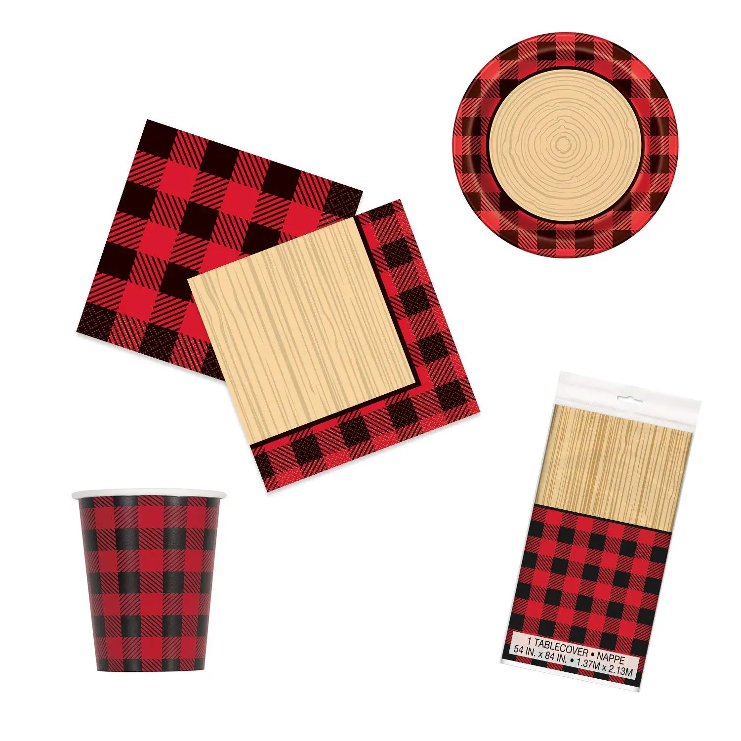 16 Pack Classic Plaid Collection by Havercamp Red and White Plaid Lunch Napkins