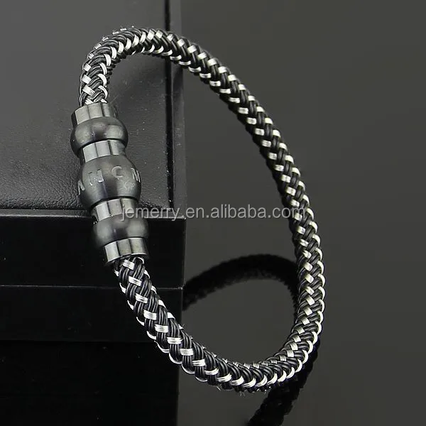 Design Fashion Health Energy Bracelet Bangle Men 316L Stainless Steel Bio Magnetic Bracelets Black Plated Bracelet Jewelry