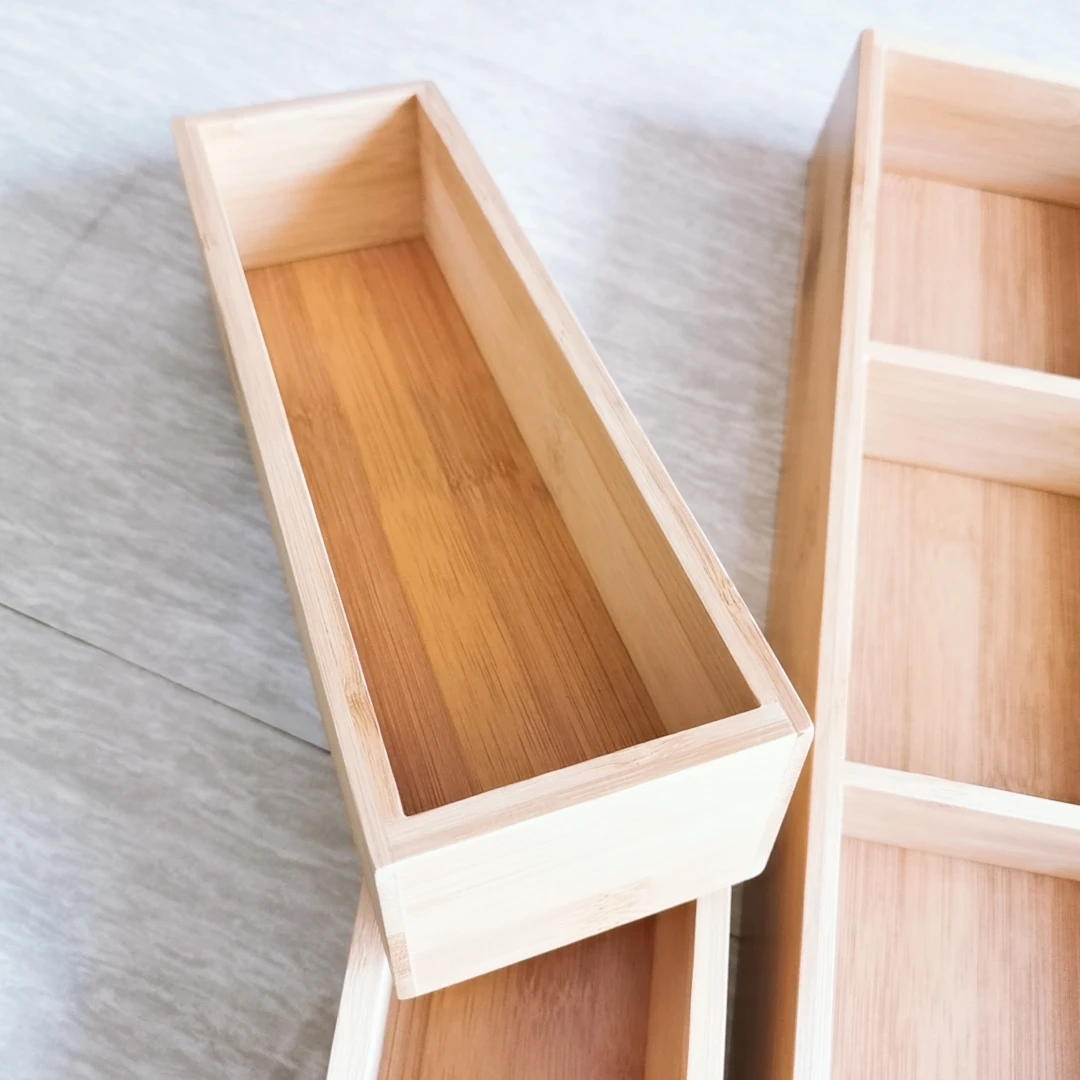 Natural Bamboo Storage Box With Dividers Creative Multi Use As Snack