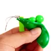 New Creative Extrusion Pea Bean Soybean Edamame Stress Relieve Toy Keychain Cute (Random Color)