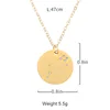 2019 Hot Sale Stainless Steel Constellations Charm Round Disc Rhinestone Gold Zodiac Sign Pendant Necklace For Women