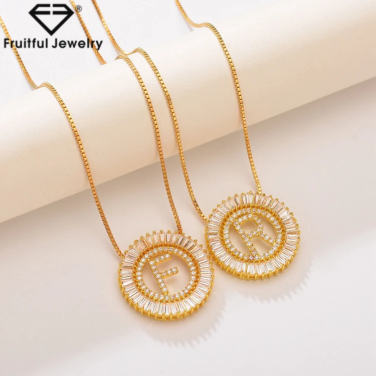 Fashion Simple Wholesale Necklace with Plating Letter Pendant R Gold Diamond Letter Pendant Necklace