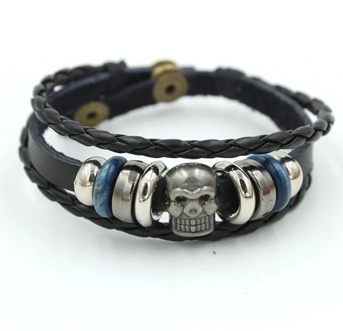 Tribal Leather Wristband Spring Surf Charms Brown Braided Men's ...