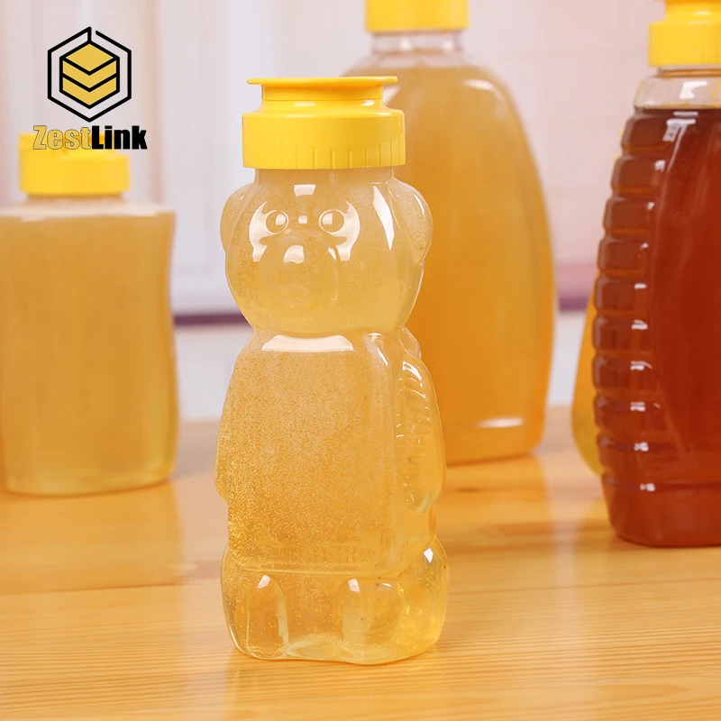 ZXB023 Honey PET plastic bottle/Supplier empty plastic honey packing teddy bear shape bottle
