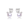 Newest Musical Note 4A Grade Freshwater Pearl 925 Sterling Silver CZ Diamond Earrings For Elegant Women