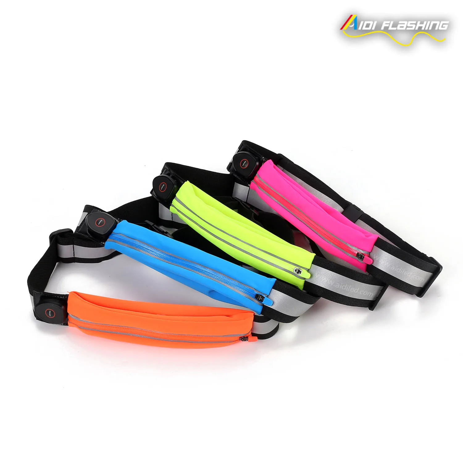 Popular Luminous Waist Bag laycra material water resistant sport waist pocket USB Rechargeable Battery