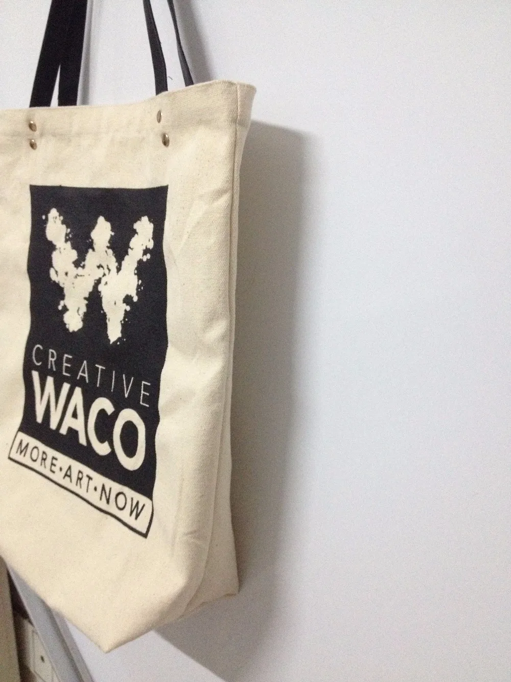 Cotton Canvas Stripe Shopping Tote Bag With Leather Straps For