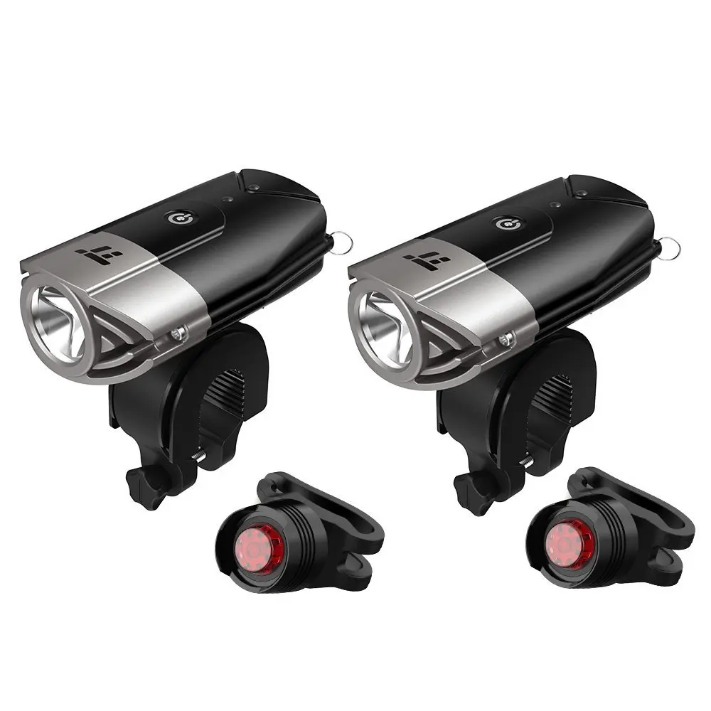 2 Set of LED Bike Light, TaoTronics Bicycle Light, 700 Lumes Powerful Bike Headlight, USB Rechargeable, IP65 Waterproof, Versatile Usage Flashlight, Bike Front Light, Free Tail Light Included