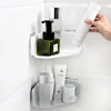 Bathroom Kitchen Plastic Shower Suction Cup Corner Shelf Storage Rack Organizer
