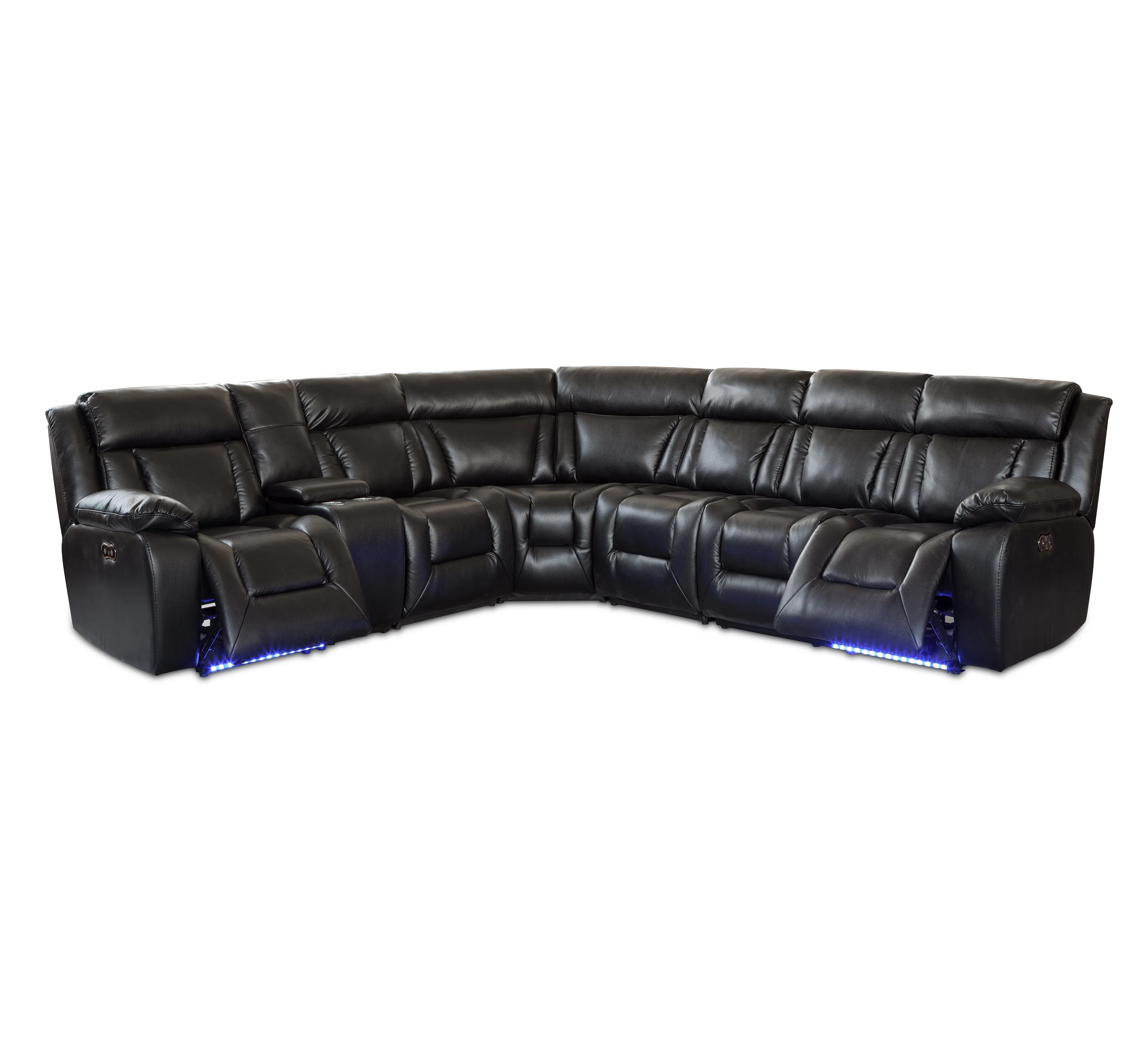 Modern Leather Recliner Massage Sectional Sofa Set With Cup Holder ...