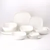Plain White Square Shape Ceramic Porcelain New Bone China Dinnerware Tableware Dinner Table Ware Sets