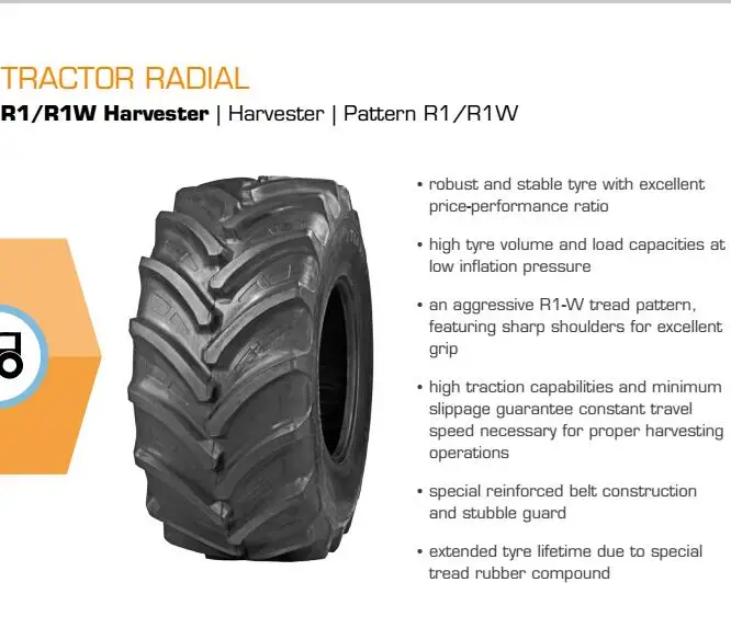 R1W harvester tractor tire 620/75r26 750/65r26 650/75r32 800/65r32