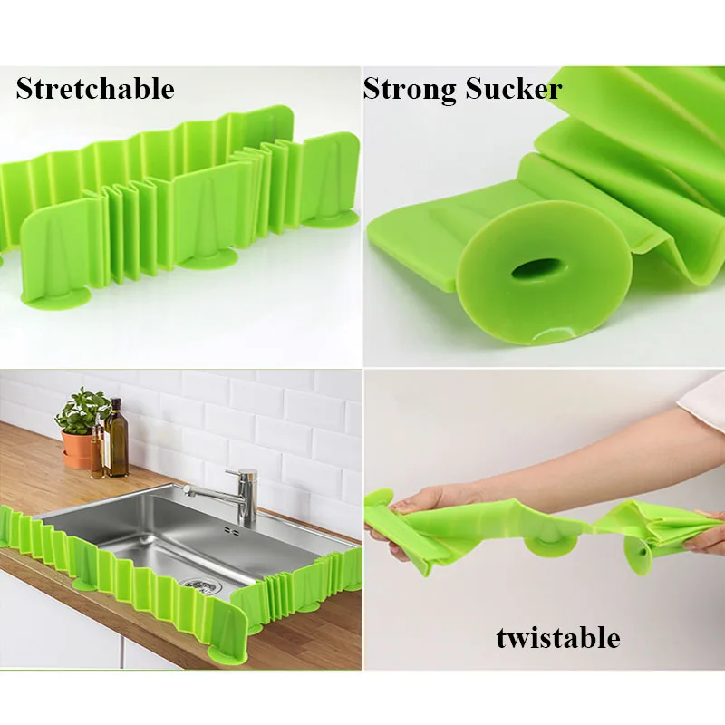 Upgraded Stretchable Silicone Sink Water Splash Guards Baffle  for Home Products Kitchen Bathroom
