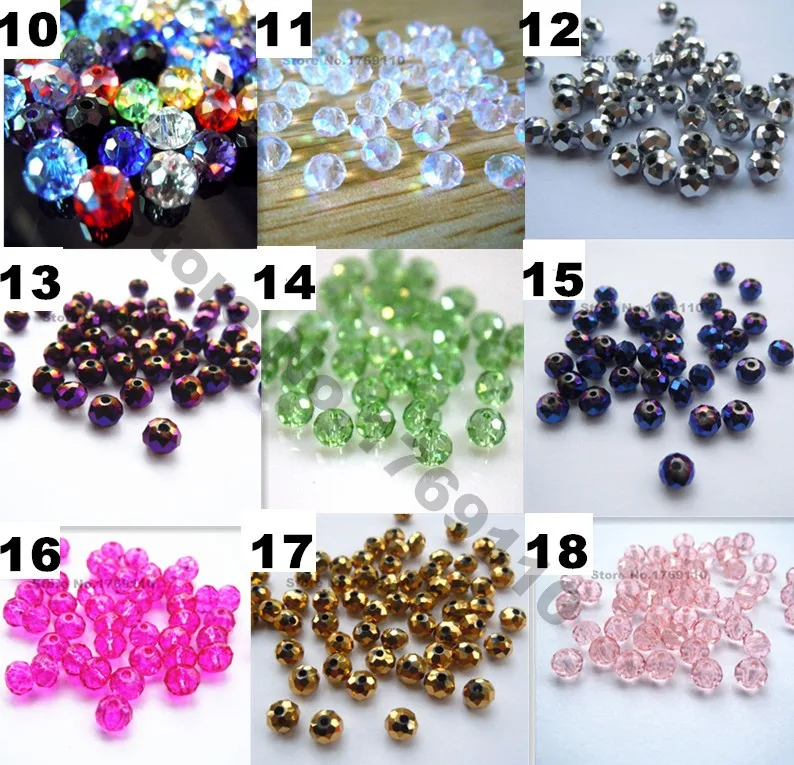 Mixed Colors 4*6mm 50pcs Rondelle Austria faceted Crystal Glass Beads ...