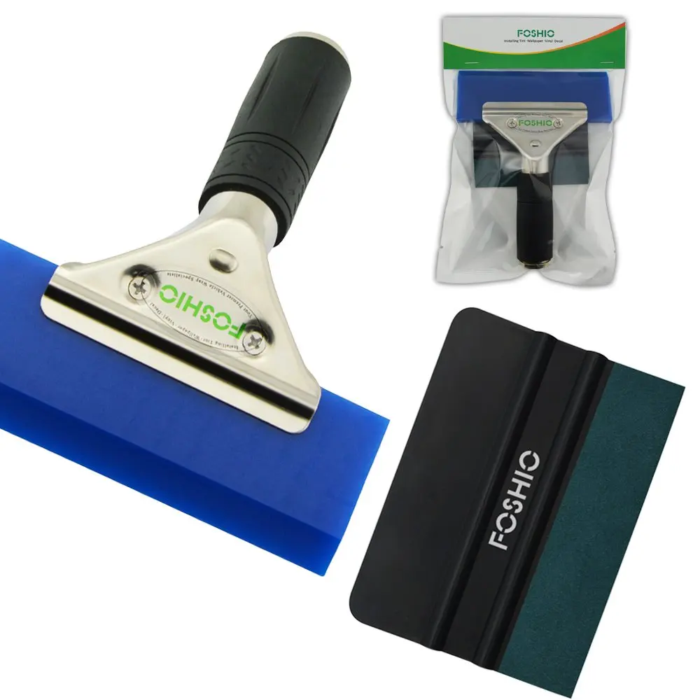 FOSHIO Vinyl Car Wrap Install Tool Kit 1 Set Include Suede Felt Black 4 Inch Squeegee and White Mini Squeegee for Solar Window Film Application and Home Tint Tool Kit