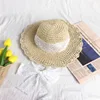 Summer folding straw hat small fresh lace sunscreen visor casual beach hat