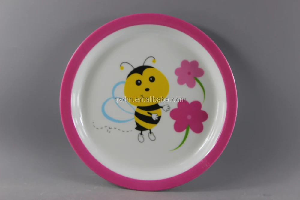 Lovely Bee Printing Round Shape Dinner Plate For Kid