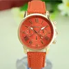 High Quality New Geneva Women's watches Quartz relogio Roman Numerals Faux Leather Analog Wrist Watch