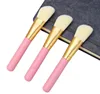 Pink Wooden Handle Angled Powder Brush ,Synthetic Bristle Angled Powder Brush ,Custom Logo Angled Contour Powder Brush