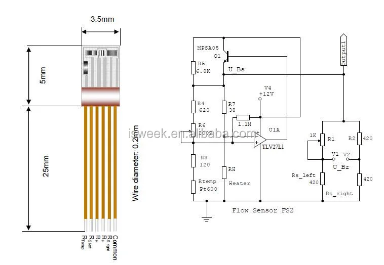 Thermal Flow Sensor for Flow Speed and Flow Direction Detection 050 m