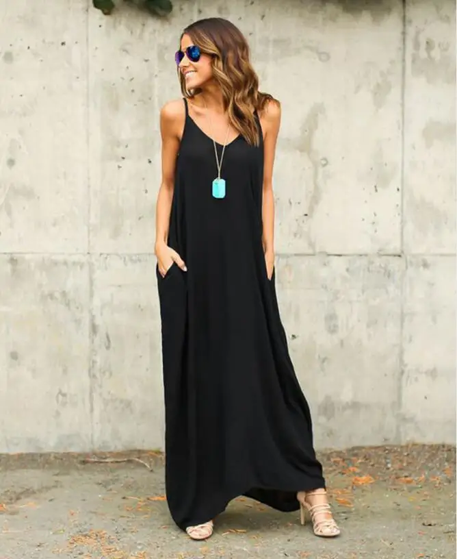 Rayon Fabric Producing Summer Fashion Ladies Oversize Casual Bohemian Dress Loose Long Women Clothing Sleeveless Dresses