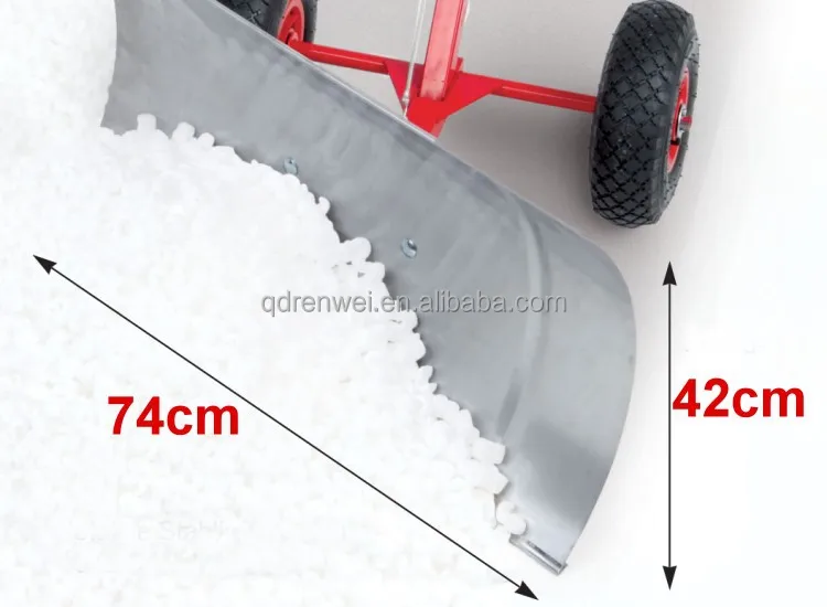 Two Wheel Snow Shovel With Adjustable Handle Durable Wheel Snow Pusher