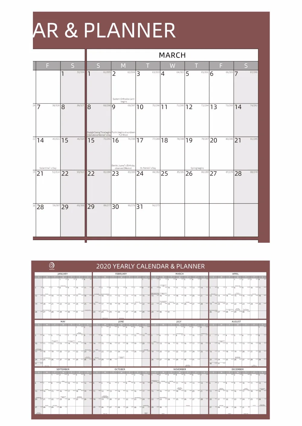 022 2b1 Laminated 2 Sided Wall Calender Printing Jumbo Calendar Yearly