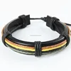 Colorful leather bracelet with cord, thin leather bracelet